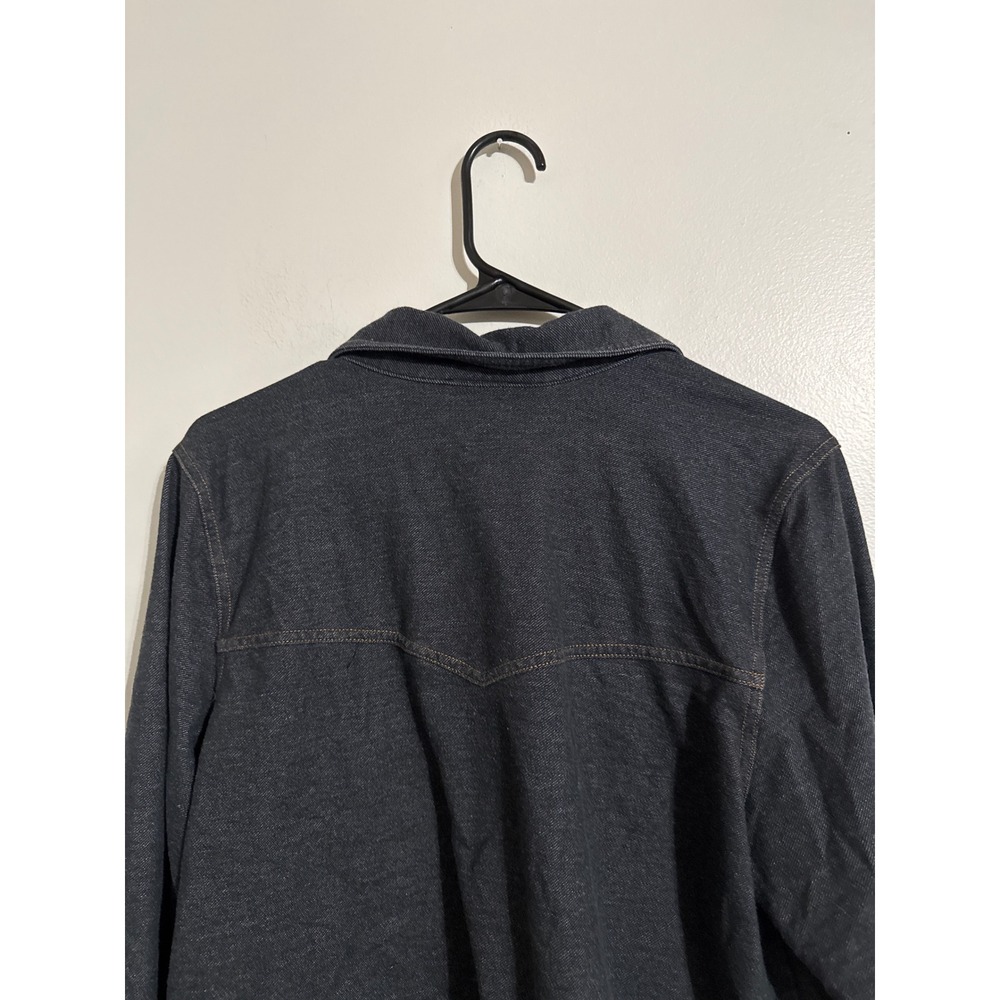 Denim & Co Womens Dark Wash Stretch Denim Snap Front Western Shirt Large - Picture 7 of 7